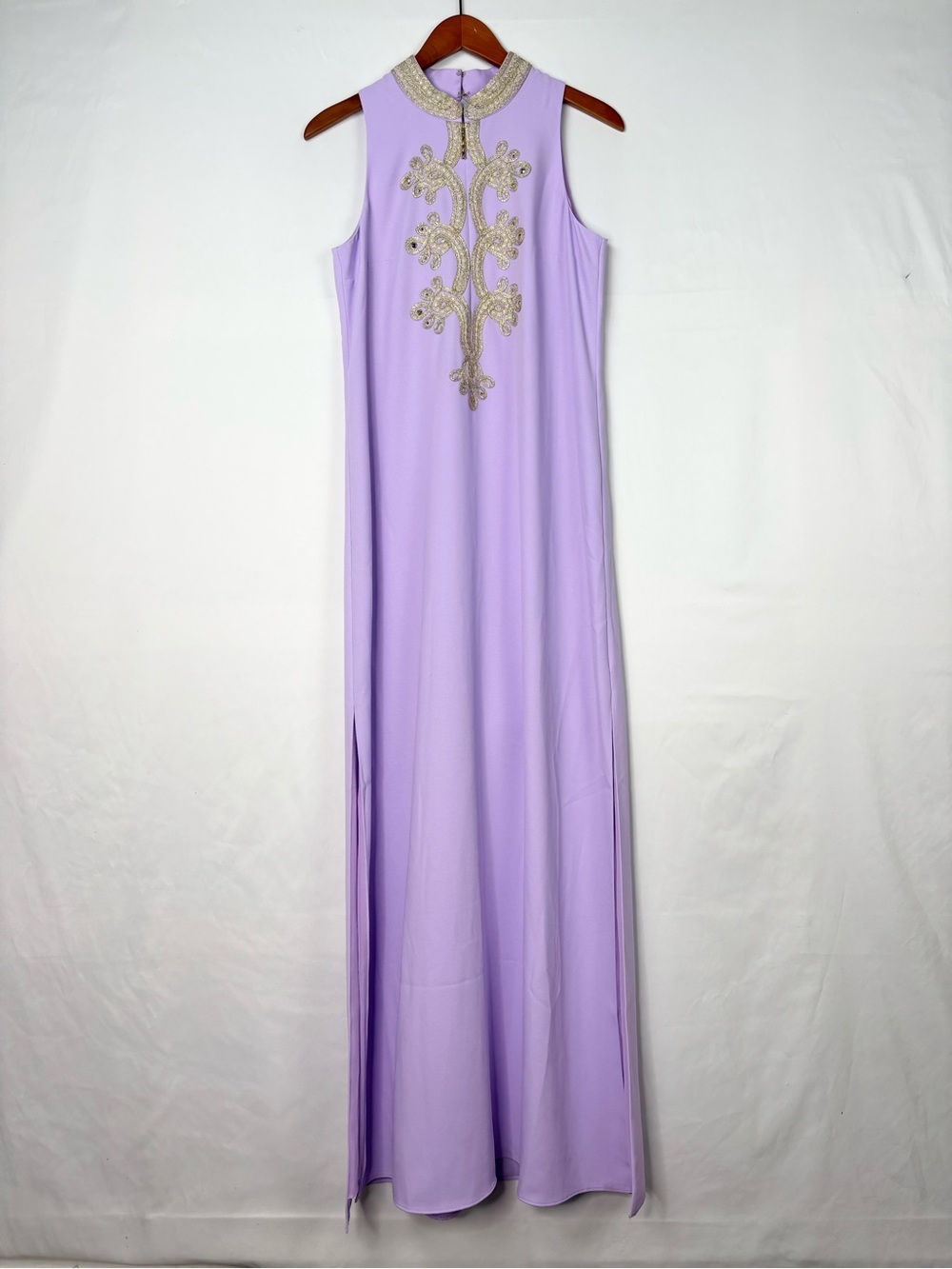 Lilly Pulitzer Jane Maxi Dress Purple Gold Size 4 Side Slits